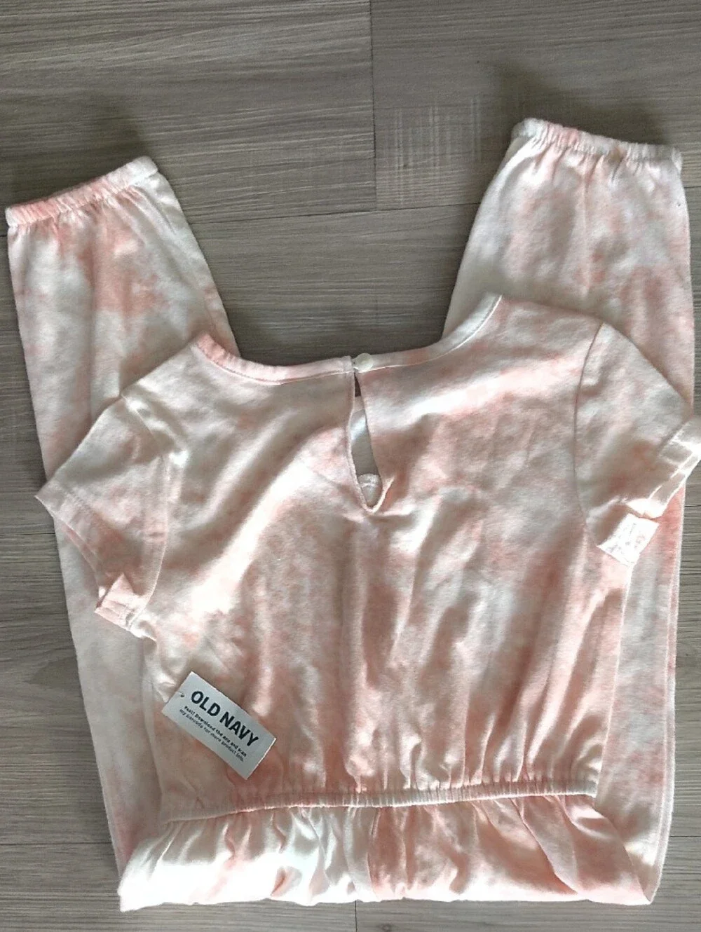 Old Navy Pink and Cream Tie-Dye Short Sleeve Jumpsuit - Kids